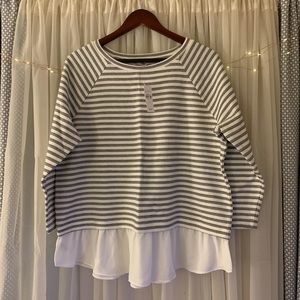 NWT Ann Taylor Loft Striped Peplum Shirt L